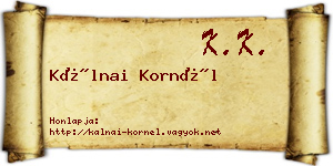 Kálnai Kornél névjegykártya